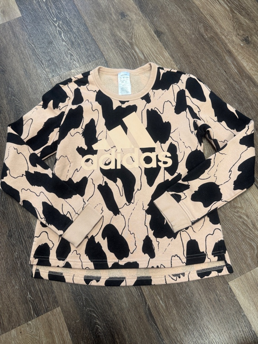 adidas Beige & Black Leopard Print Trefoil Sweatshirt